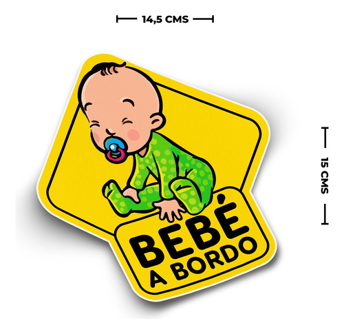 Sticker Bebe A Bordo Logo Señal Letrero Adhesivo 15cm