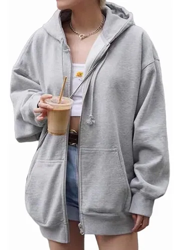 Sudadera B sica Casual Gruesa Con Capucha Y Cierre Mujer