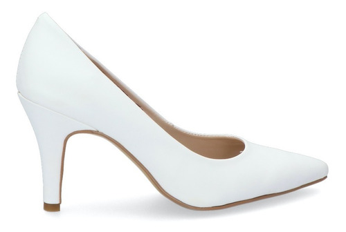 Zapatilla Stiletto Blanco Alto De Tacon 8 Cm Calzado De Dama