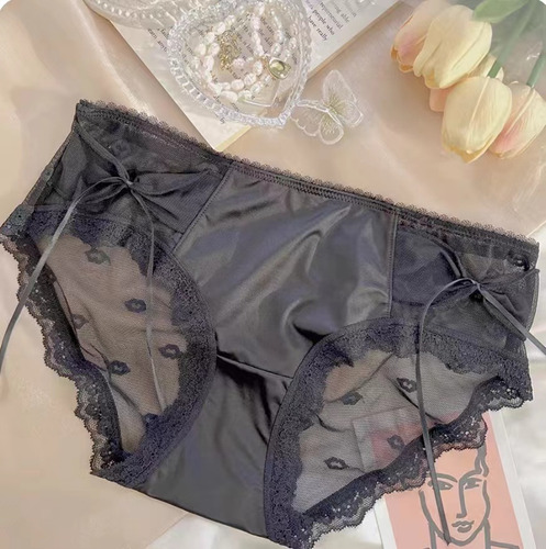 Calzoncillos De Encaje Para Mujer, Cintura Baja, Entrepierna