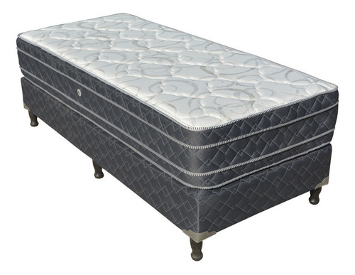 Sommier Colchón Una Plaza Espuma Dual Euro 80x190 100kg 30cm Color Gris oscuro con tapa blanca