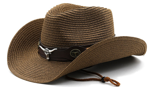 Western Cowboy Sombrero De Paja Warped Brim Sun Hat