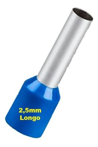 Imagem 1 de 3 de Terminais Ilhós Tubular Longo Pré-isolado 2,5mm C/ 100 Peças
