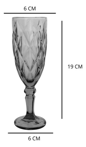 Copa Labrada Champagne Vidrio Flauta Cristal 170ml Vittori Humo/8 Piezas