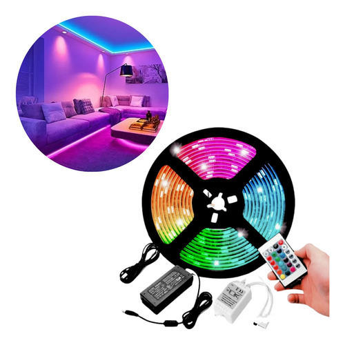 Luz Led Multicolor Rgb Luz 5mts + Control + Adaptador