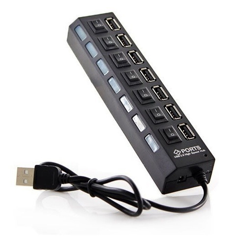 Hub Usb 2.0 De 7 Puertos, Interruptores Individuales, Led, Skyway Igwtstore