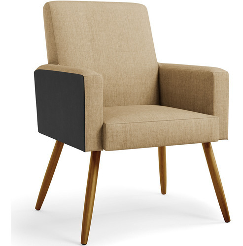 Sillón Maria Pés, lino, beige oscuro, Couríssimo, negro, color: beige oscuro, diseño de tela: liso