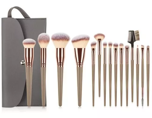 Set Brochas Maquillaje x12 Piezas con Estuche A219-12 (Plateado) 