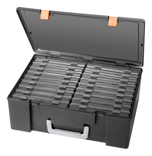 Caja Organizadora De Fotos Plastico Negro Con 18 Separadores