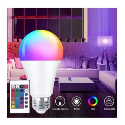 Lámpara LED Bivolt de color RGB de 3 W con control remoto 110 V/220 V