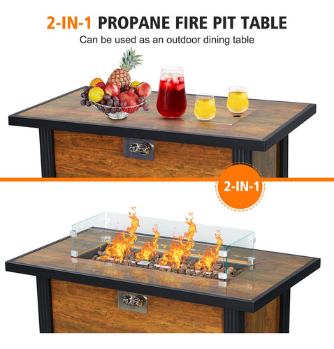 Mesa Cuadrada De Gas De 44 Pulgadas Mesa De Fuego De Propano