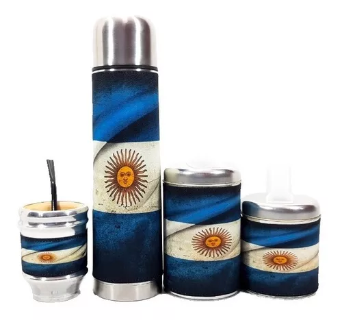 Set Matero Bandera Argentina – Termo Bala 1 Litro + Mate + Yerba