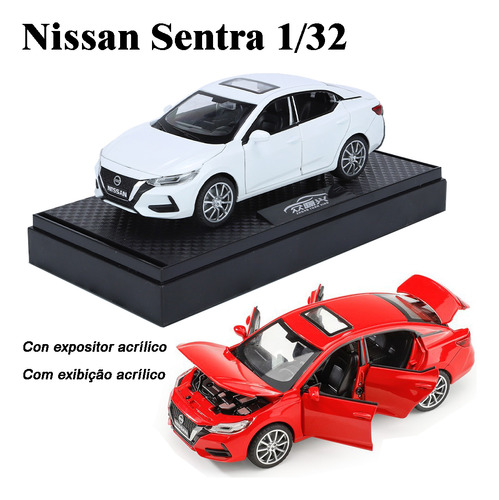 Nissan Sentra Miniatura Metal Coche Con Luces Y Sonido 1/32
