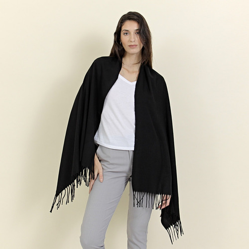 Bufandon Importado Estilo Cashmere Negro. Mummaaccesorios Negro Liso Unico
