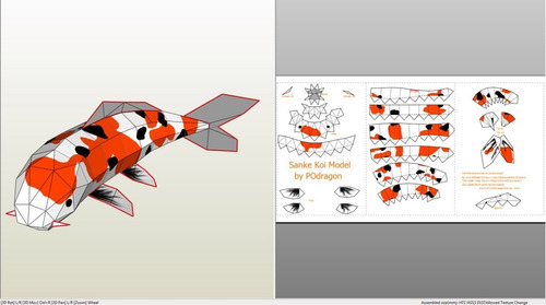 Pez Coi Japones Papercraft Origami 3d Moldesvia E-mail