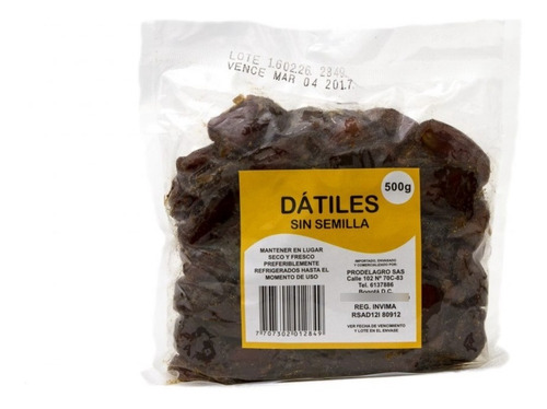 Imagen 2 de 2 de Dátiles Sin Semilla - 500 Grs