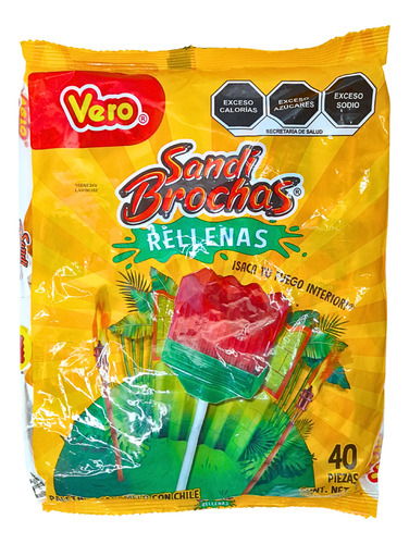 Paleta Vero Sandibrochas Rellenas 40pz De 16gr Sandia Chile