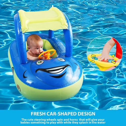 Anillo Flotante De Automóvil Inflable Para Niños Con Techo B