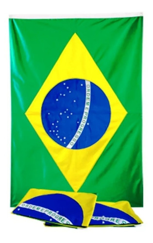 Kit 2 Bandeiras Do Brasil Torcedor Tecido Poliéster 120x90cm