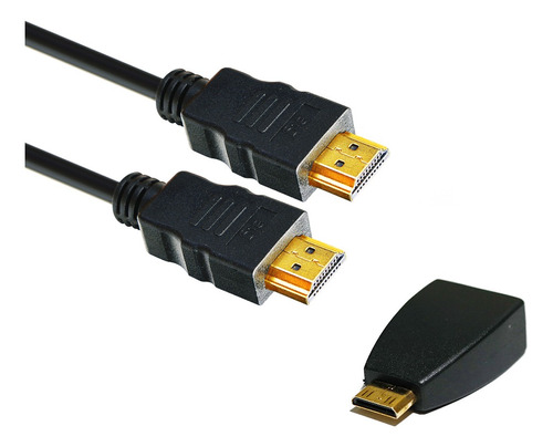 Kit Cabo Hdmi 2.0 C/ Ethernet + Adaptador Hdmi P/ Mini Hdmi