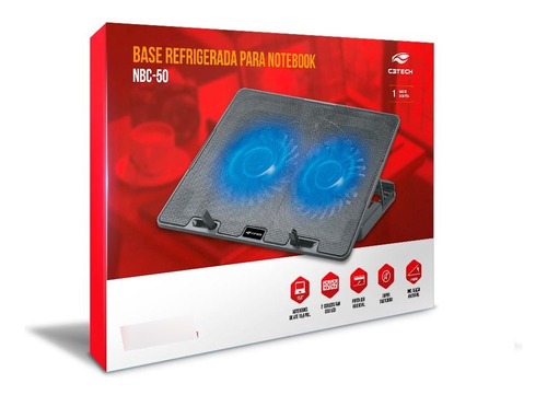 Base Para Notebook C3tech Nbc-50bk 15,6 Polegadas Preto Cor Do Led Azul