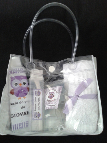 Kit C/ 5 Lembrancinhas Sacolinha Festa Do Pijama Corujinha