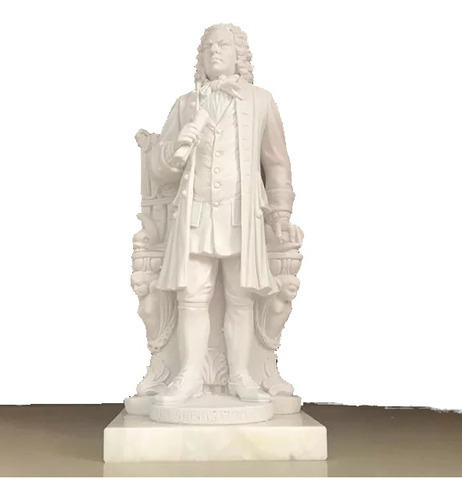 Escultura Johann Sebastian Bach Po Marmore 27cm Made Italy