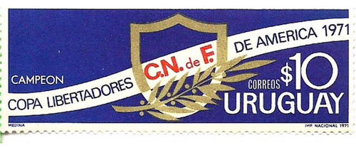 #9129 Futbol Uruguay 1971 Nacional Copa Libertadores 818 Mnh