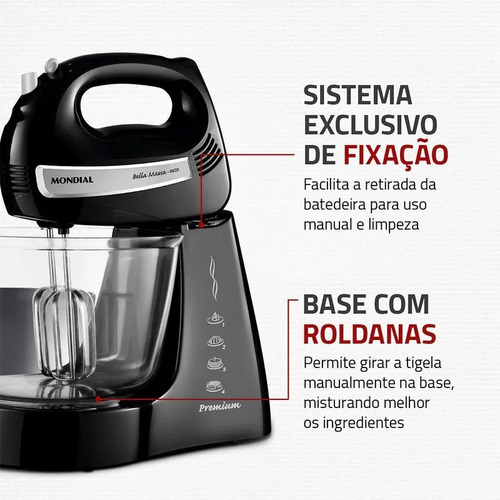 Batedeira Bella Massa Inox 220v Mondial Nb-23 500W 4 Velocidades