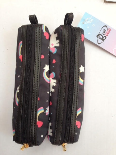 Imagem 3 de 3 de Estojo Duplo Unicórnio Arco Iris Birô Kids Oficial