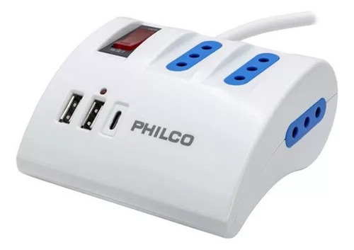 Extension Escritorio Philco 220v + 2 Usb 1 Usb-c