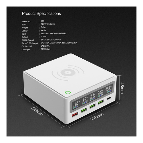 Usb Tipo C Pd Estación De Carga 65w Adaptador De Corriente