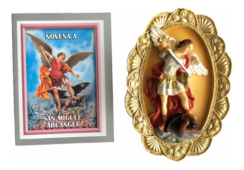 San Miguel Arcángel En Porcelana - Placa 14cm +  Novena