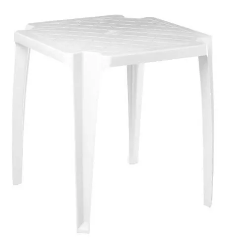 Conjunto Mesa Quadrada Bela Vista + 4 Cadeiras em Plastico Branca