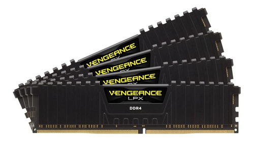 Memoria RAM Vengeance LPX gamer color negro 128GB 4 Corsair CMK128GX4M4E3200C16