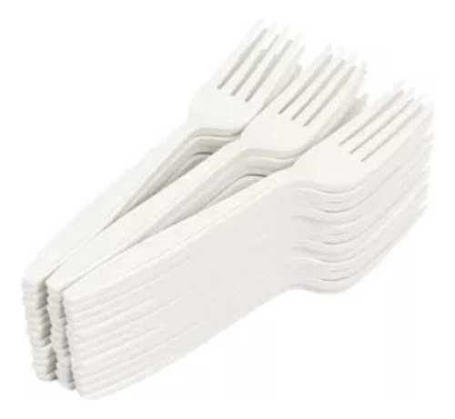 Tenedor Plástico Desechable Blanco X 100 Unidades