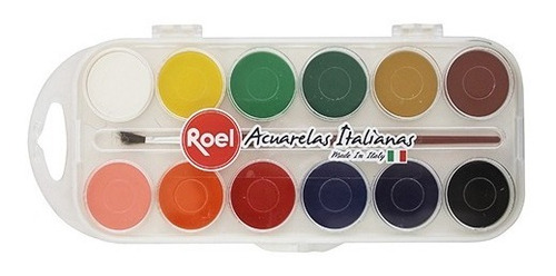 Acuarela Roel Efecto Mate, Estuche Con 12 Pastillas