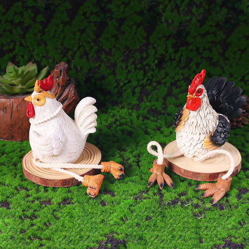 2 Piezas Estatuas De Pollo Decorativas Figuras De Pavo