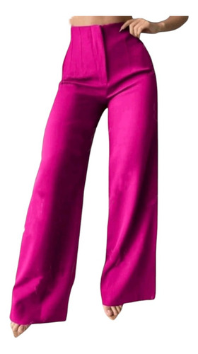 Pantalón Con Pinzas Acampanado Ancho De Vestir Para Mujer