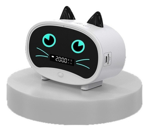 Bocina Linda Bluetooth Con Reloj Despertador Forma De Gato