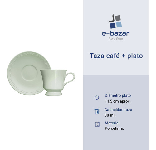 Set X 6 Combo Taza C/ Plato Cafe Germer Cottage 80 Ml