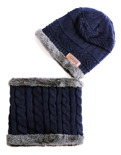 Conjunto De Gorro Con Bufanda Cerrada Unisex Invierno Lana