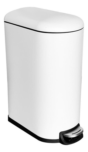 Bote De Basura Metálico 40l Blanco Con Pedal