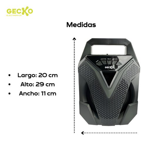 Bocina Gecko 6.5 Portátil Con Bluetooth Tws Luz Led 2000w
