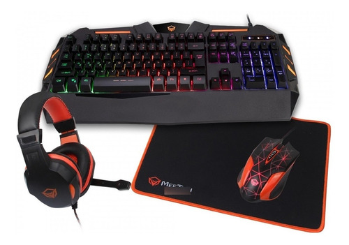 Combo Gamer Teclado + Mouse + Auriculares + Pad Meetion Febo