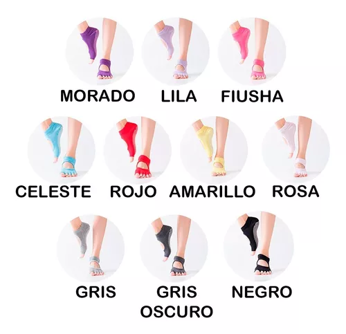 GENERICO Calcetines Antideslizantes Yoga Pilates Set 3 Pares Morado Gris Y  Azul