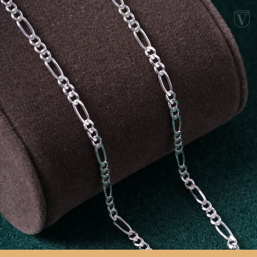 Cadena Figaro 3x1 Plata Ley 925 Collar | 50cm - 2.5mm Unisex Color Plateado