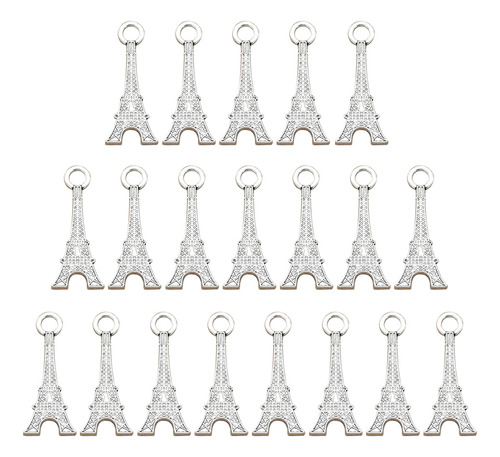 Colgantes Plateados De La Torre Eiffel, 20 Piezas, Joyas Par
