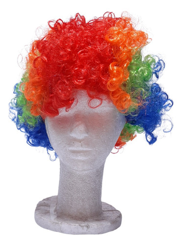 Peluca Payaso Multicolor Afro Cotillon Disfraz Fiesta