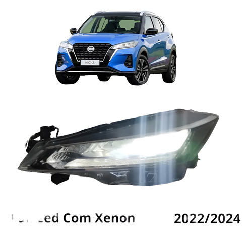 Farol Kicks L/e 22/24 Original Recuperado Com Xenon E Led (Usado)